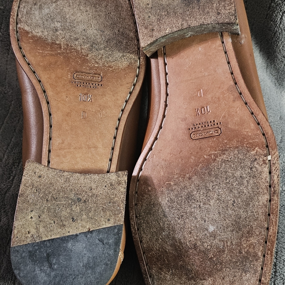 COACH Patterson Men’s Horse but Driving Shoes 10.5 Tan MADE IN ITALY - Picture 7 of 13